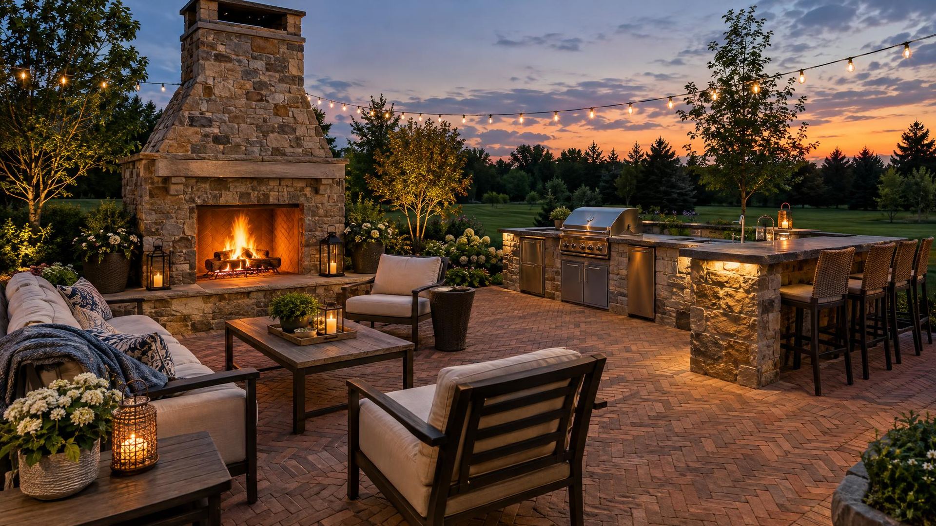 Outdoor living built in stone