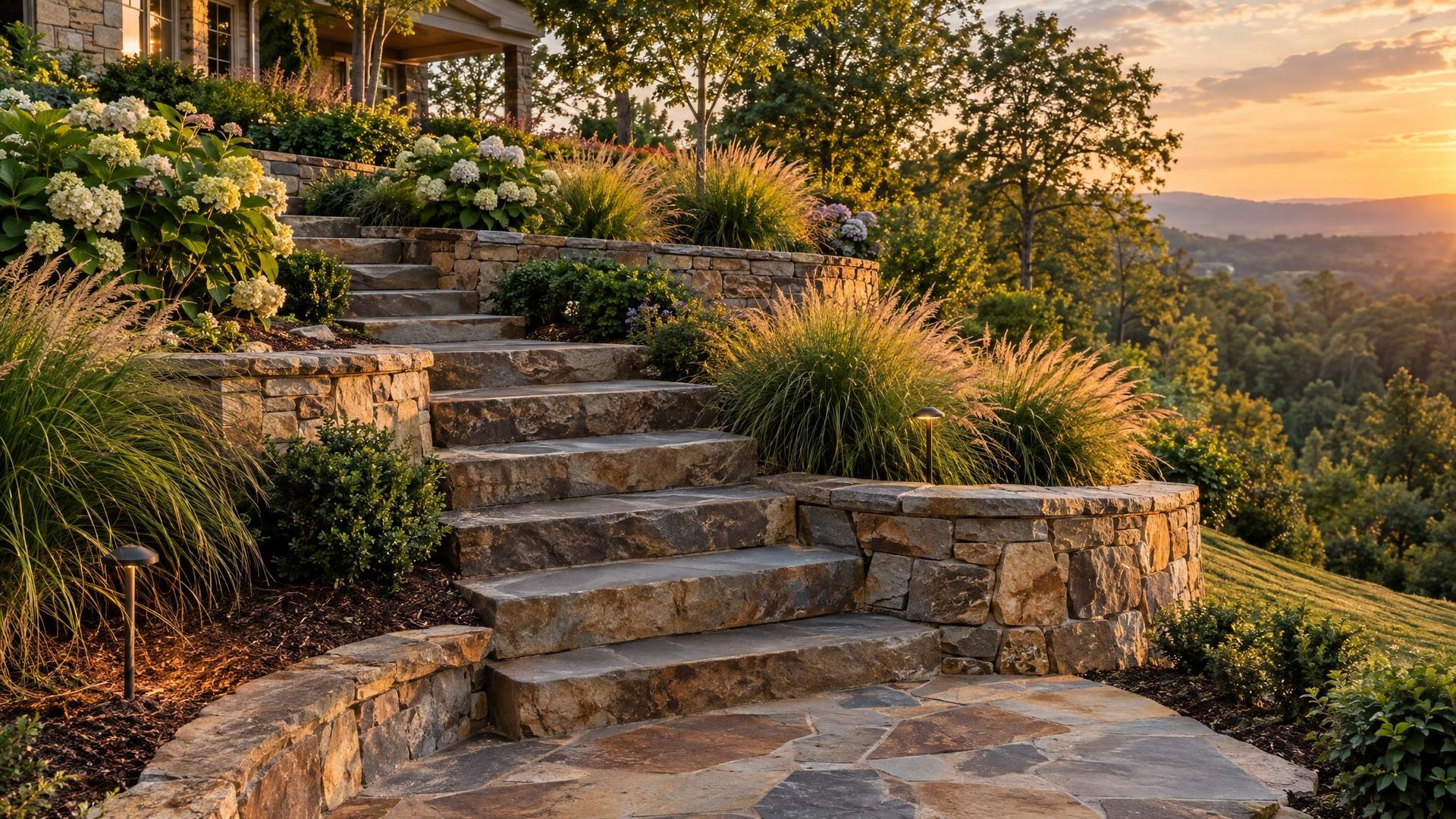 Retaining walls that hold the hill